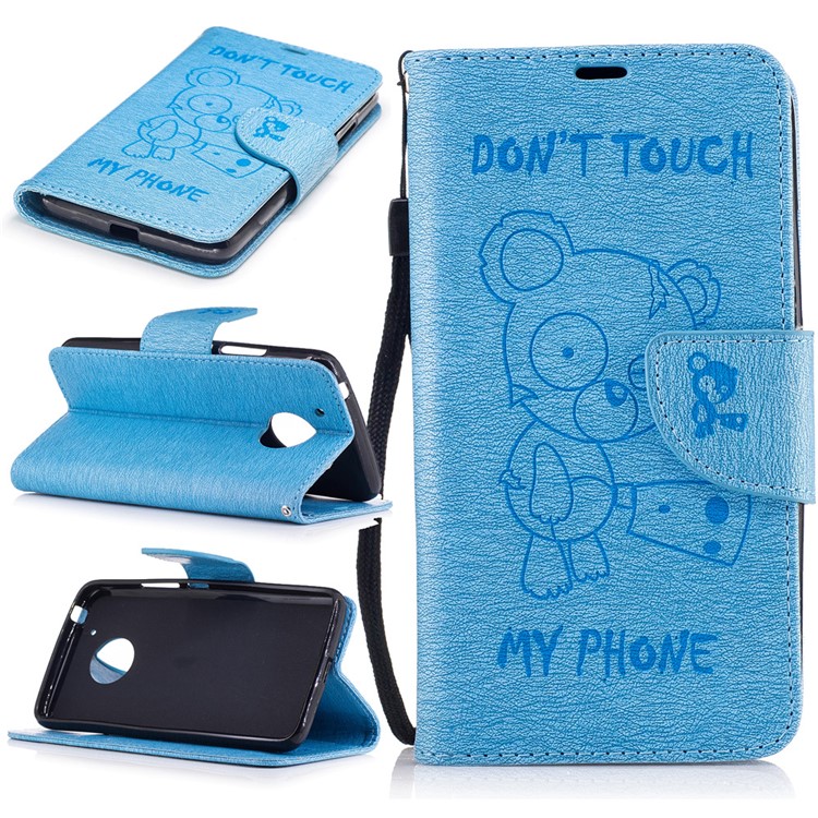 Imprint Bear Magnetic Leather Stand Case for Motorola Moto G5 - Baby Blue-1