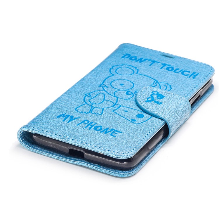 Imprint Bear Magnetic Leather Stand Case for Motorola Moto G5 - Baby Blue-6