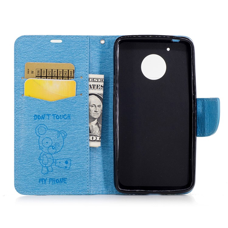 Imprint Bear Magnetic Leather Stand Case for Motorola Moto G5 - Baby Blue-8