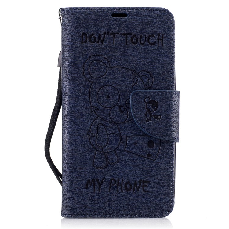 Imprint Bear Magnetic Leather Stand Cover for Motorola Moto G5 - Dark Blue-2