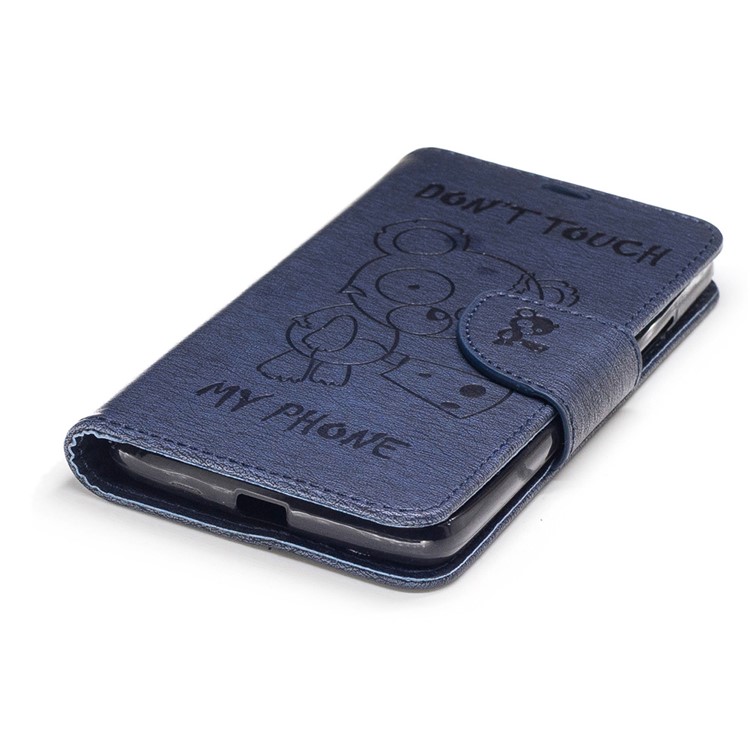 Imprint Bear Magnetic Leather Stand Cover for Motorola Moto G5 - Dark Blue-6
