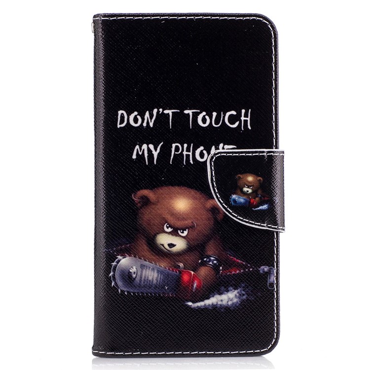 Pattern Printing Leather Card Holder Case for Motorola Moto G5 - Brown Bear-2
