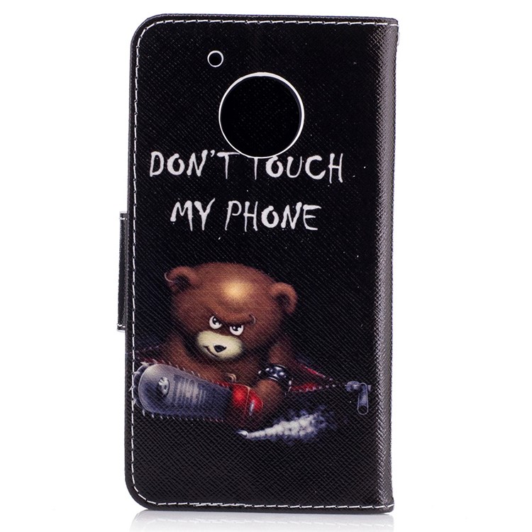 Pattern Printing Leather Card Holder Case for Motorola Moto G5 - Brown Bear-3