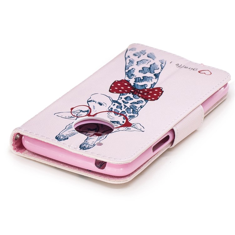 Pattern Printing Leather Wallet Case with Stand for Motorola Moto G5 - Adorable Giraffe Wearing Glasses-7