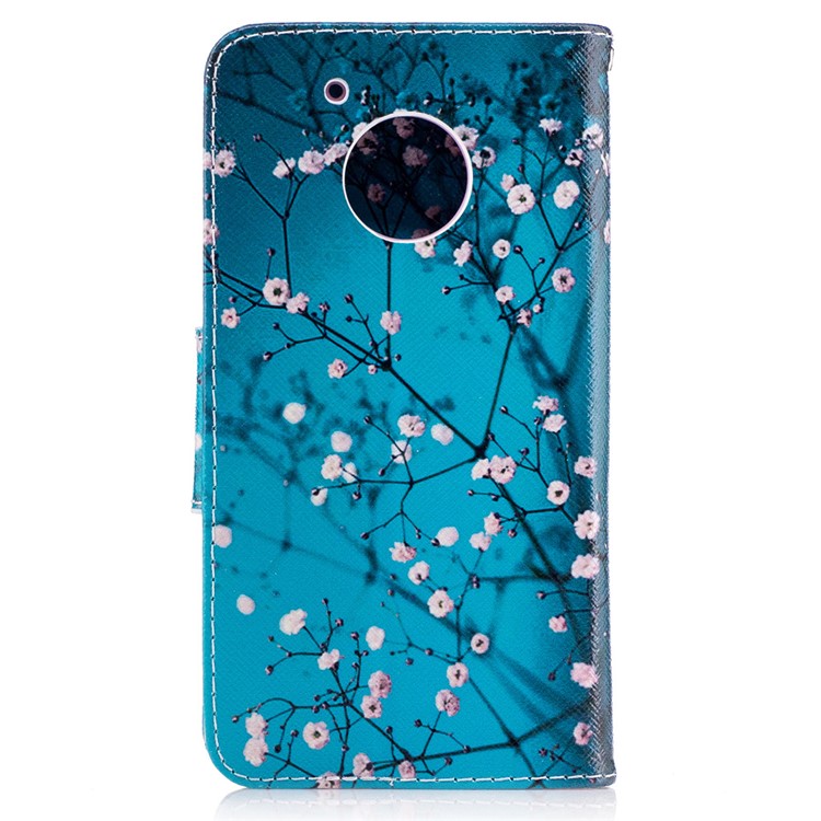 Pattern Printing Protective Leather Wallet Case for Motorola Moto G5 - Tree with Flowers-3