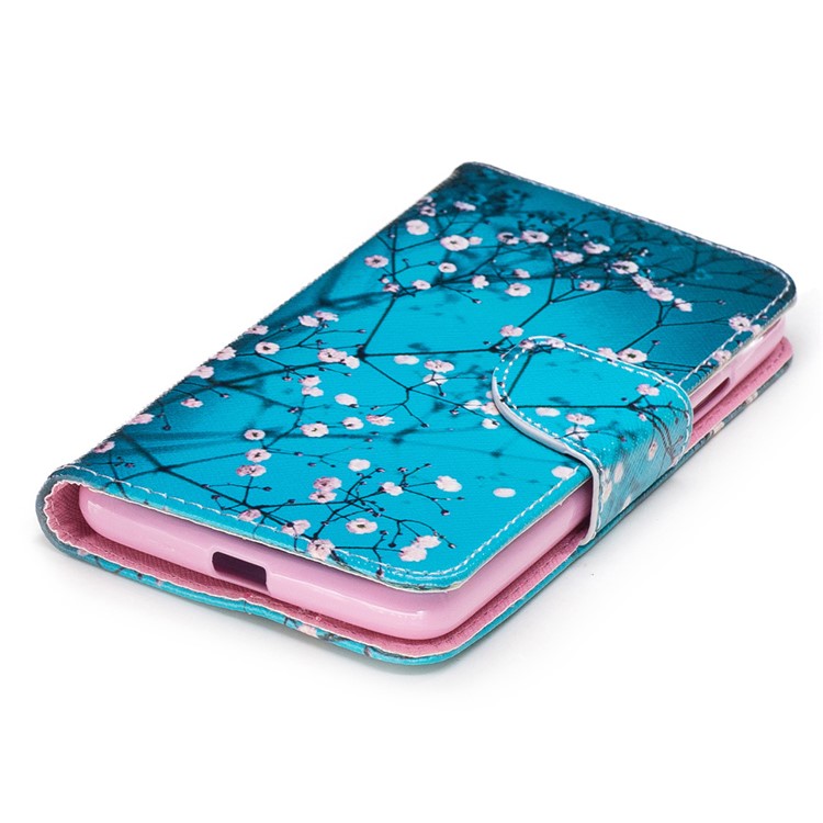 Pattern Printing Protective Leather Wallet Case for Motorola Moto G5 - Tree with Flowers-6