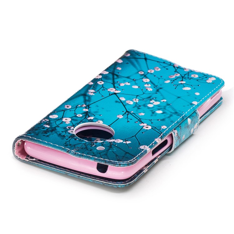 Pattern Printing Protective Leather Wallet Case for Motorola Moto G5 - Tree with Flowers-7