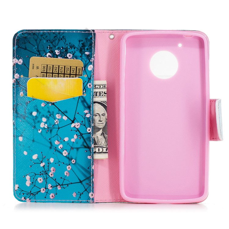 Pattern Printing Protective Leather Wallet Case for Motorola Moto G5 - Tree with Flowers-8