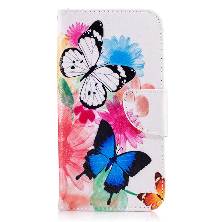 Pattern Printing Leather Wallet Case for Motorola Moto G5 Plus - Vivid Butterflies-2