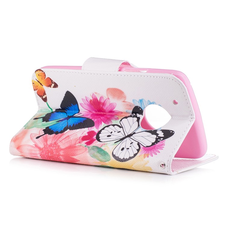 Pattern Printing Leather Wallet Case for Motorola Moto G5 Plus - Vivid Butterflies-4