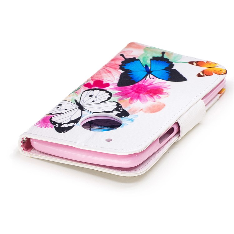 Pattern Printing Leather Wallet Case for Motorola Moto G5 Plus - Vivid Butterflies-7
