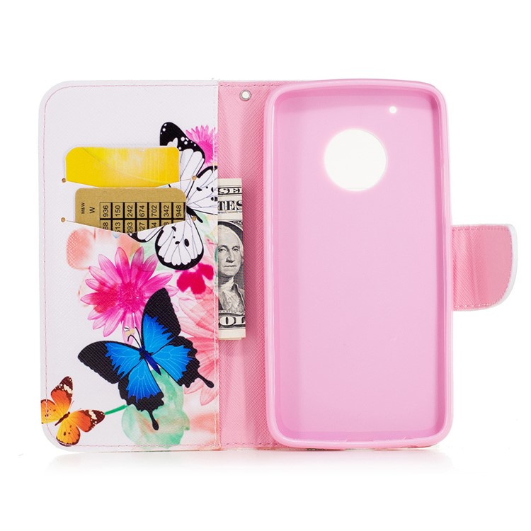 Pattern Printing Leather Wallet Case for Motorola Moto G5 Plus - Vivid Butterflies-8