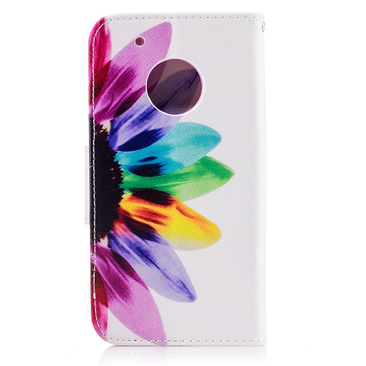 Pattern Printing Magnetic Leather Wallet Case for Motorola Moto G5 Plus - Colorful Petals-3