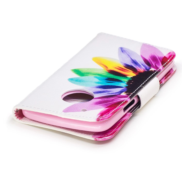 Pattern Printing Magnetic Leather Wallet Case for Motorola Moto G5 Plus - Colorful Petals-7