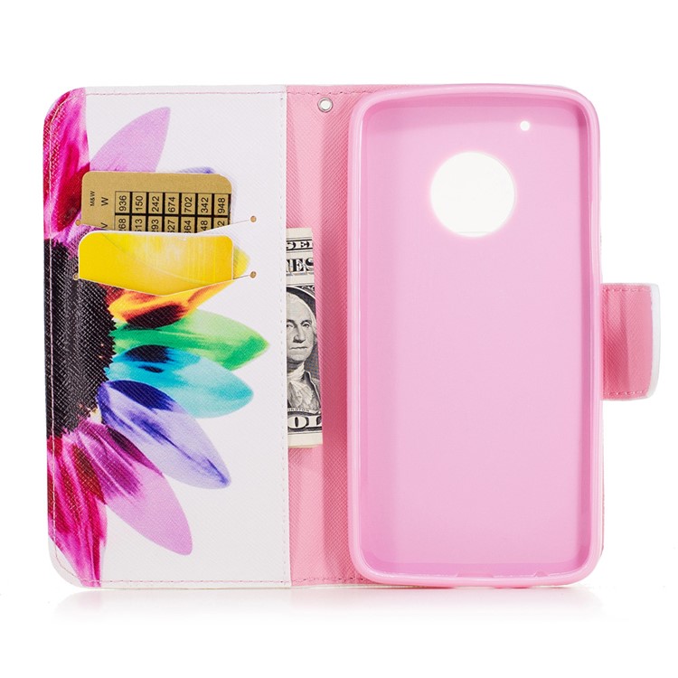 Pattern Printing Magnetic Leather Wallet Case for Motorola Moto G5 Plus - Colorful Petals-8