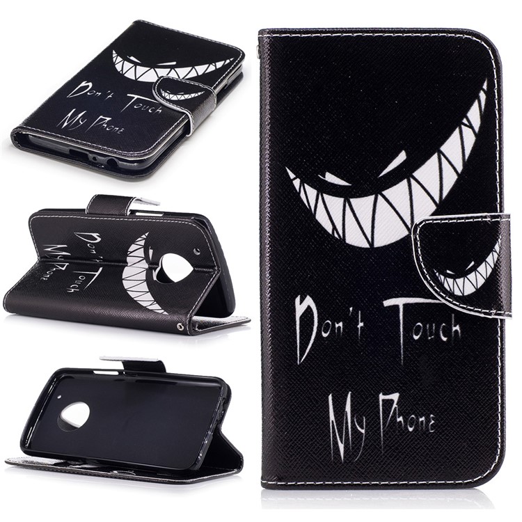Pattern Printing Protective Leather Wallet Case for Motorola Moto G5 Plus - Do not Touch My Phone-1