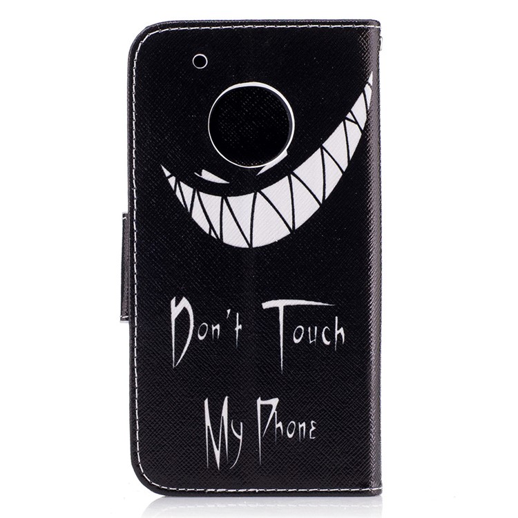 Pattern Printing Protective Leather Wallet Case for Motorola Moto G5 Plus - Do not Touch My Phone-3