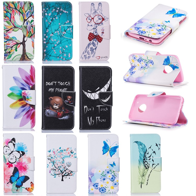 Pattern Printing Protective Leather Wallet Case for Motorola Moto G5 Plus - Do not Touch My Phone-9