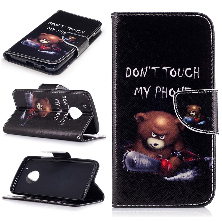 Pattern Printing Wallet Leather Stand Case for Motorola Moto G5 Plus - Brown Bear-1