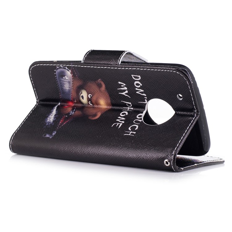 Pattern Printing Wallet Leather Stand Case for Motorola Moto G5 Plus - Brown Bear-4