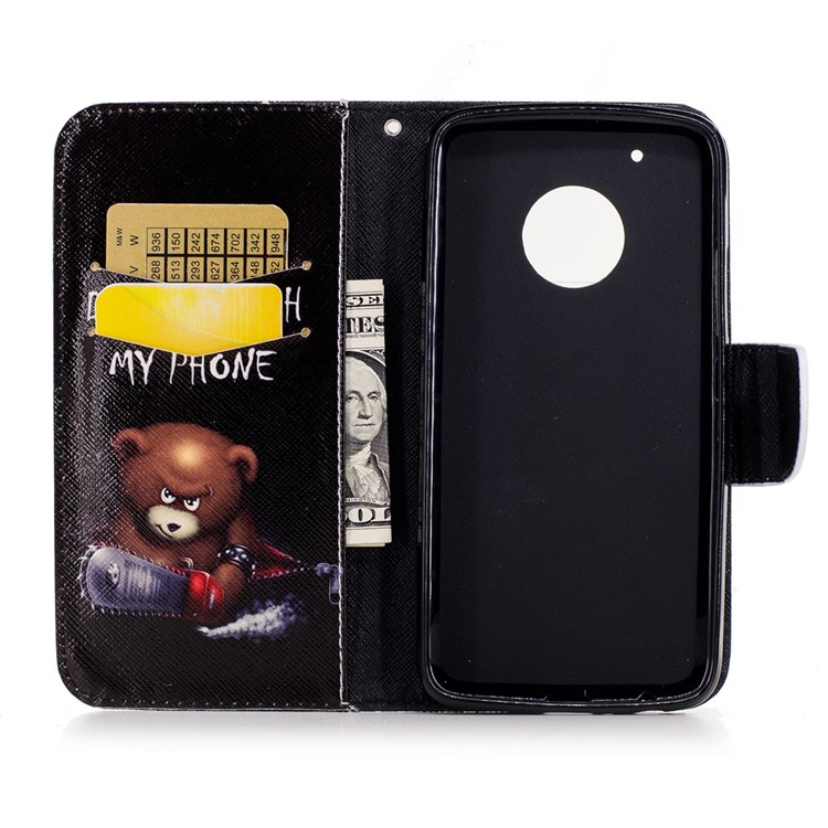 Pattern Printing Wallet Leather Stand Case for Motorola Moto G5 Plus - Brown Bear-8