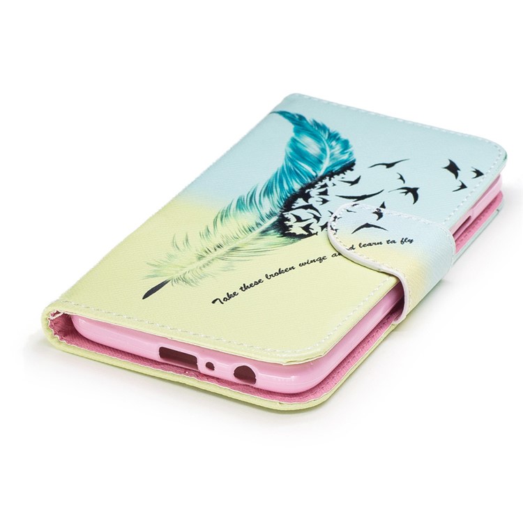 Pattern Printing PU Leather Wallet Case for Motorola Moto G5 Plus - Feather Pattern-6