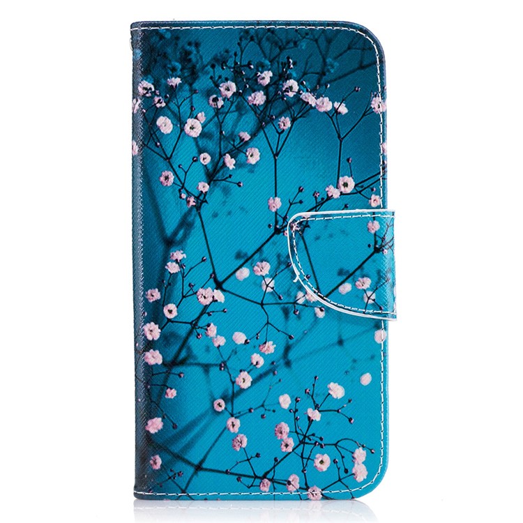 Pattern Printing Wallet Leather Magnetic Case for Motorola Moto G5 Plus - Tree with Flowers-2
