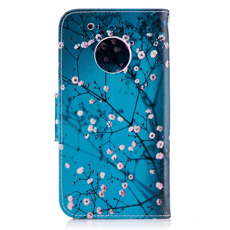 Pattern Printing Wallet Leather Magnetic Case for Motorola Moto G5 Plus - Tree with Flowers-3