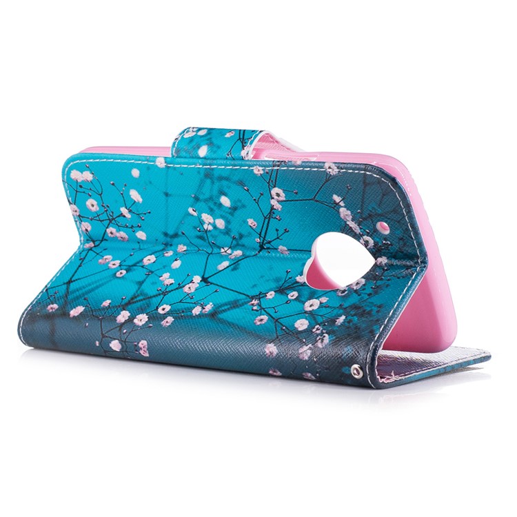 Pattern Printing Wallet Leather Magnetic Case for Motorola Moto G5 Plus - Tree with Flowers-4