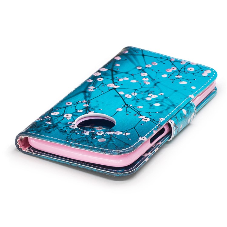 Pattern Printing Wallet Leather Magnetic Case for Motorola Moto G5 Plus - Tree with Flowers-7