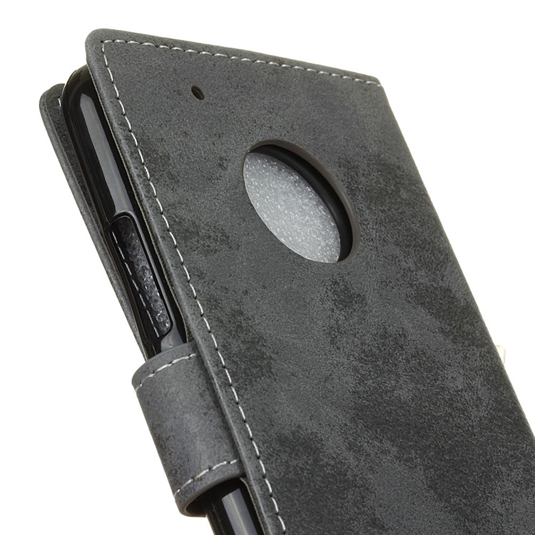 Retro Style Leather Wallet Mobile Phone Shell for Motorola Moto X 2017/Moto G5 Plus - Grey-5