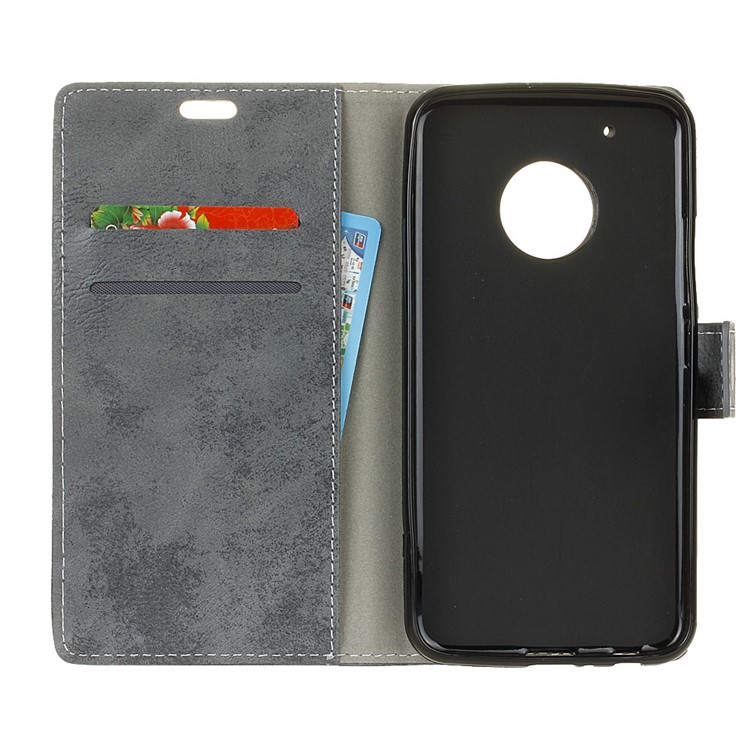 Retro Style Leather Wallet Mobile Phone Shell for Motorola Moto X 2017/Moto G5 Plus - Grey-6
