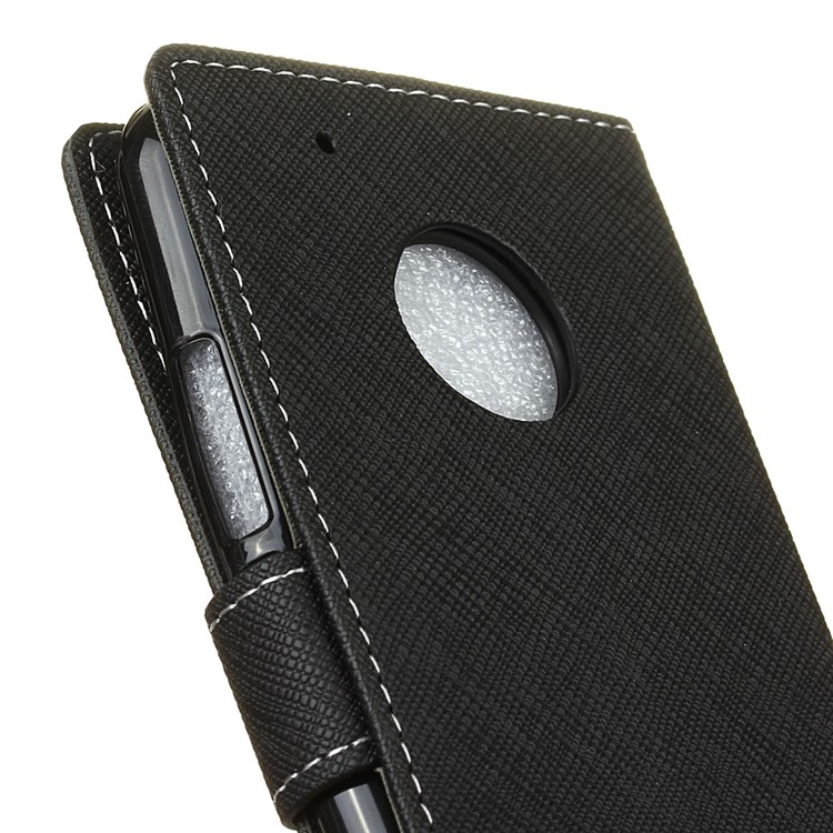 For Motorola Moto X 2017/Moto G5 Plus Cross Texture Wallet Stand Leather Case Cover - Black-5