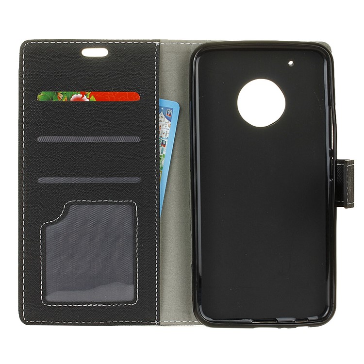 For Motorola Moto X 2017/Moto G5 Plus Cross Texture Wallet Stand Leather Case Cover - Black-6