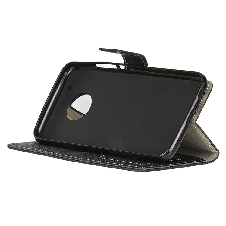 For Motorola Moto X 2017/Moto G5 Plus Cross Texture Wallet Stand Leather Case Cover - Black-7