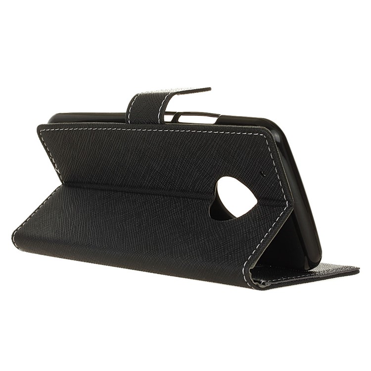 For Motorola Moto X 2017/Moto G5 Plus Cross Texture Wallet Stand Leather Case Cover - Black-8