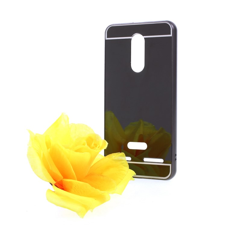 Slide-on Plating Metal Bumper Mirror-like PC Case for Lenovo K6 Power - Black-1