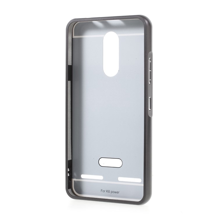 Slide-on Plating Metal Bumper Mirror-like PC Case for Lenovo K6 Power - Black-3