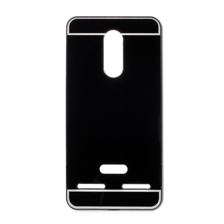 Slide-on Plating Metal Bumper Mirror-like PC Case for Lenovo K6 Power - Black-4