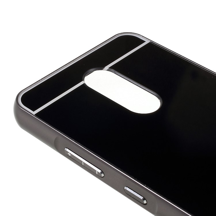 Slide-on Plating Metal Bumper Mirror-like PC Case for Lenovo K6 Power - Black-5