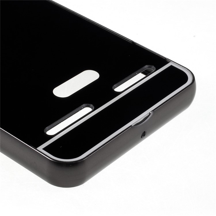 Slide-on Plating Metal Bumper Mirror-like PC Case for Lenovo K6 Power - Black-6