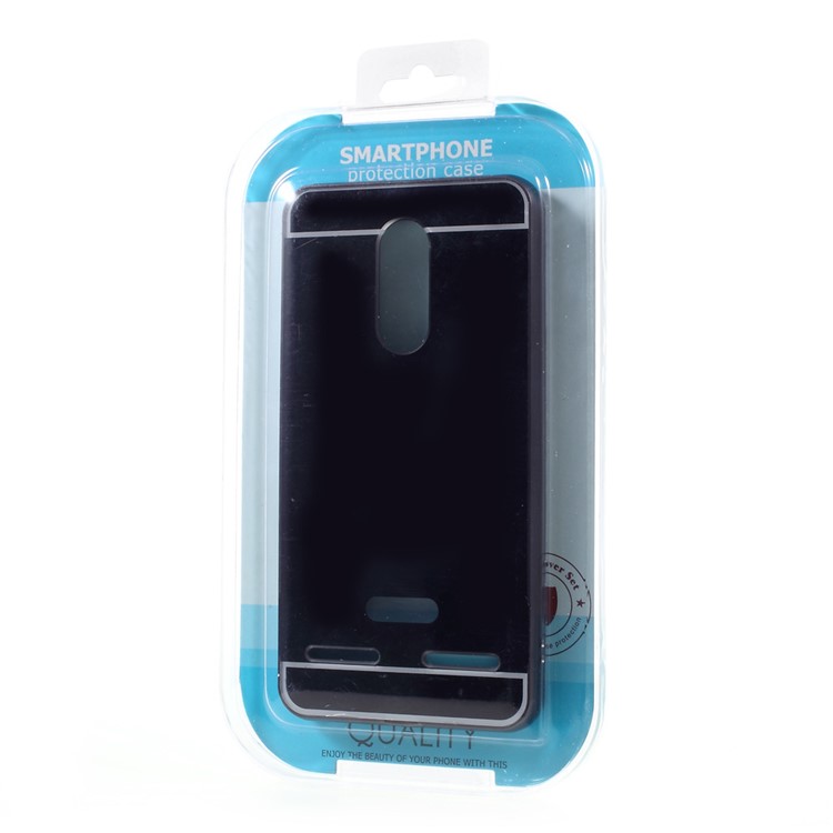 Slide-on Plating Metal Bumper Mirror-like PC Case for Lenovo K6 Power - Black-8