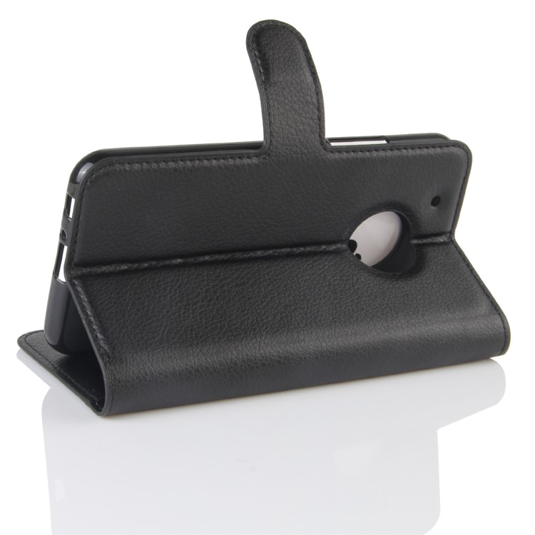 Litchi Skin Leather Wallet Case for Motorola Moto G5 Plus - Black-4