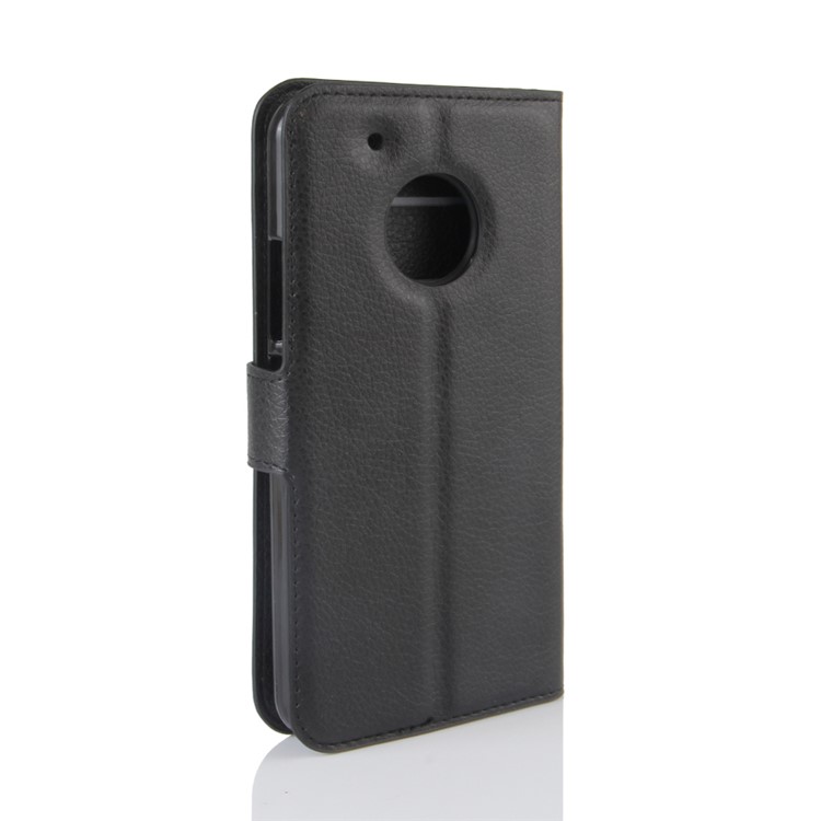 Litchi Skin Leather Wallet Case for Motorola Moto G5 Plus - Black-5