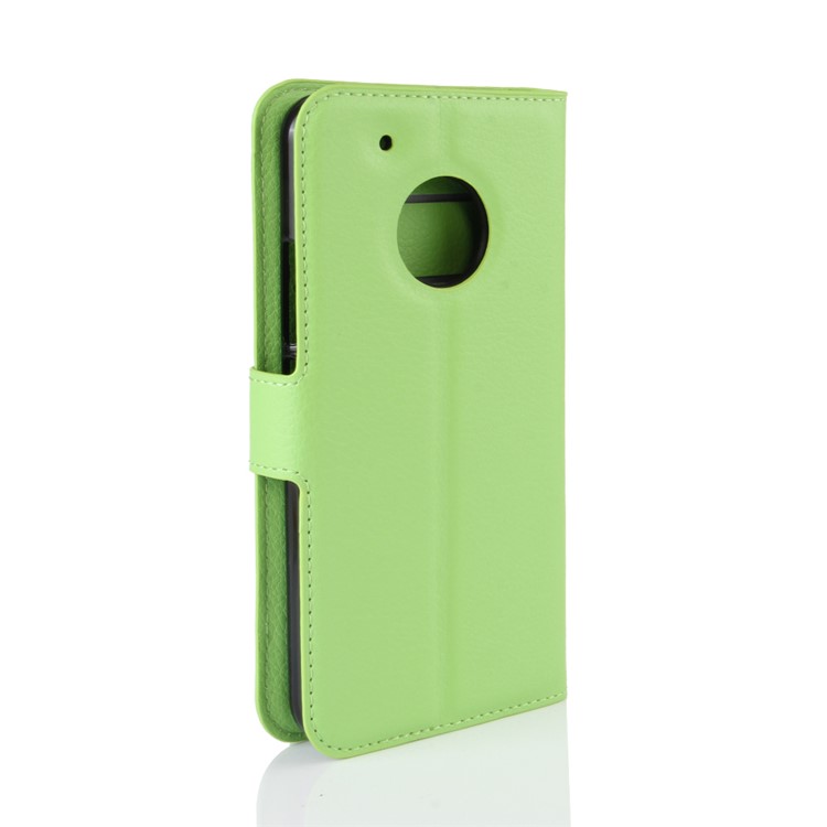 Litchi Skin PU Leather Wallet Case for Motorola Moto G5 Plus - Green-5