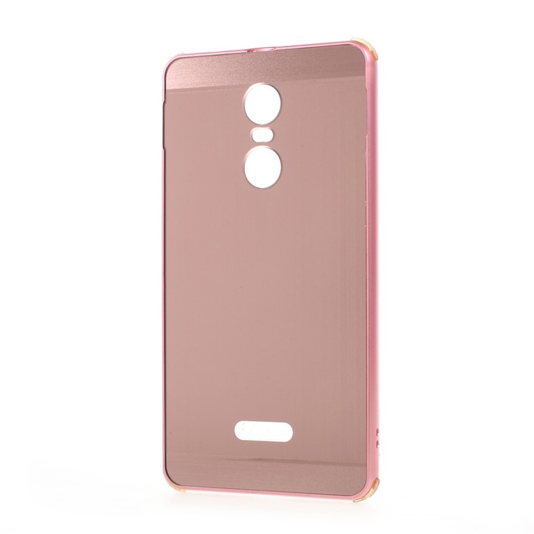 For Lenovo K6 Note Slide-on Metal Bumper Rim Brushed Plated PC Cover - Pink-1