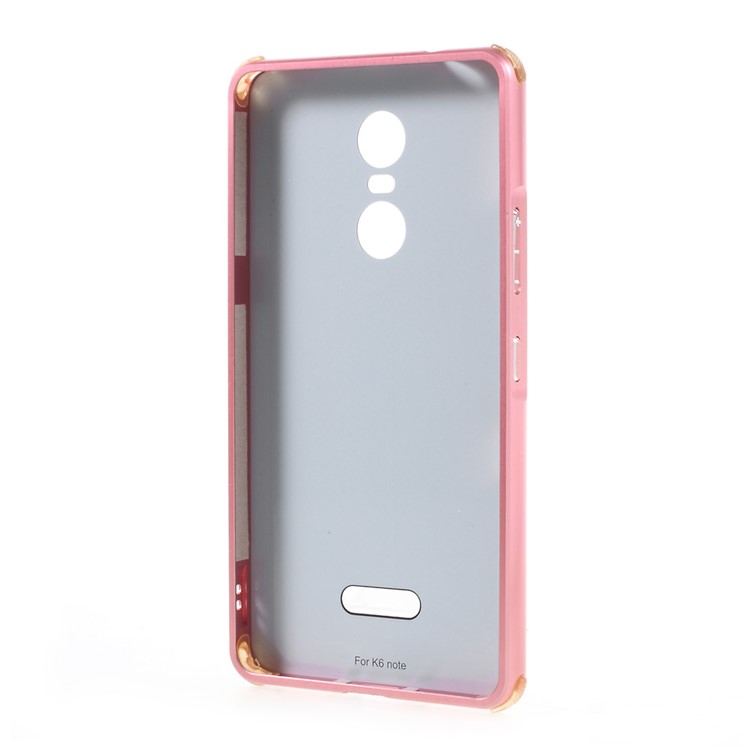 For Lenovo K6 Note Slide-on Metal Bumper Rim Brushed Plated PC Cover - Pink-2