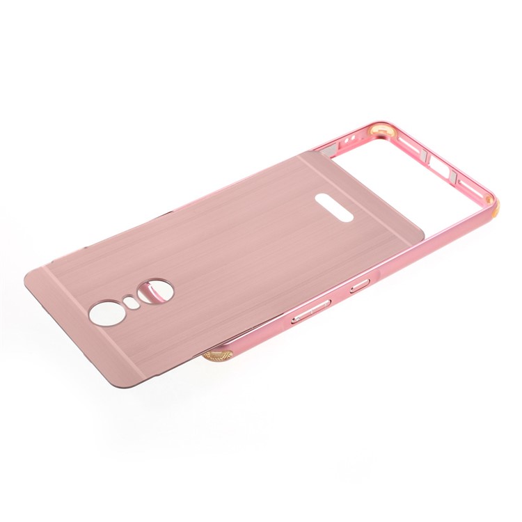 For Lenovo K6 Note Slide-on Metal Bumper Rim Brushed Plated PC Cover - Pink-4