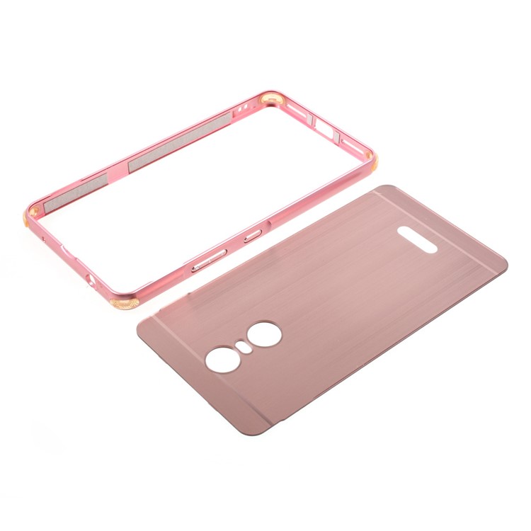 For Lenovo K6 Note Slide-on Metal Bumper Rim Brushed Plated PC Cover - Pink-5