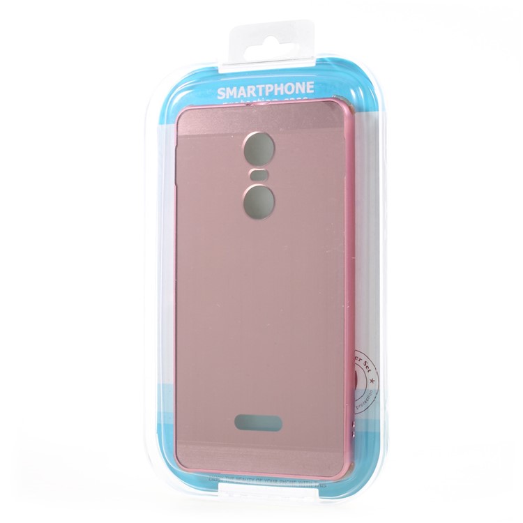 For Lenovo K6 Note Slide-on Metal Bumper Rim Brushed Plated PC Cover - Pink-7